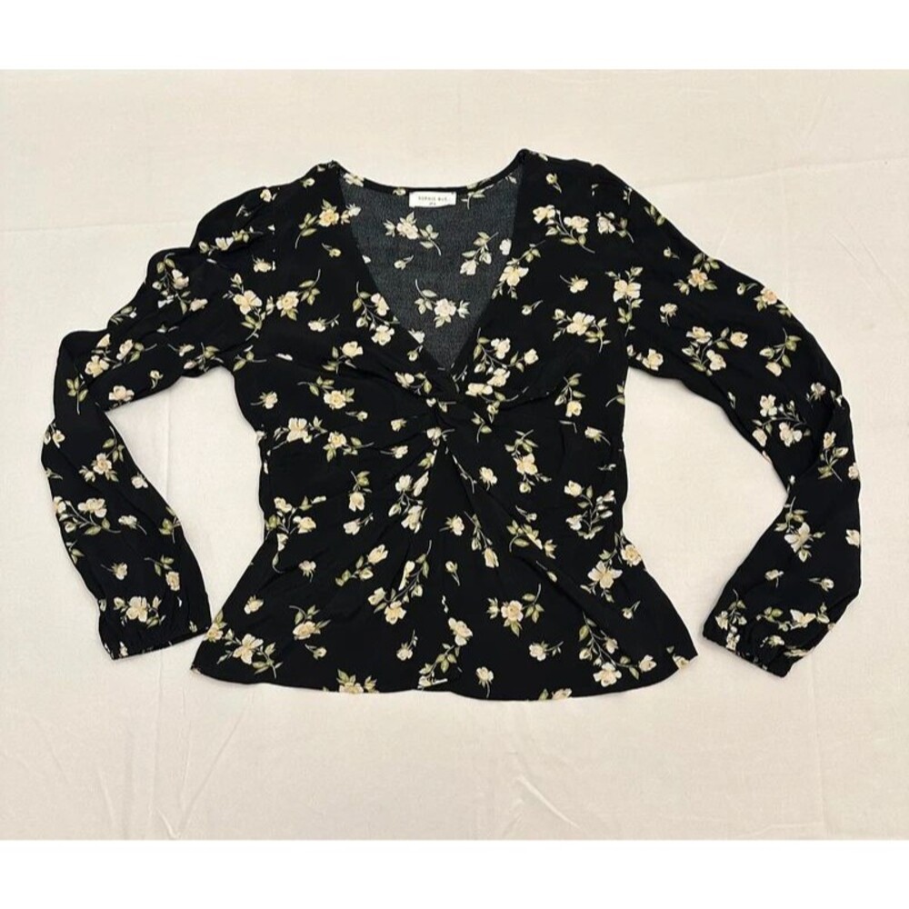 Dark Fairy Dark Floral Black and Ivory blouse Small Sophie Rue